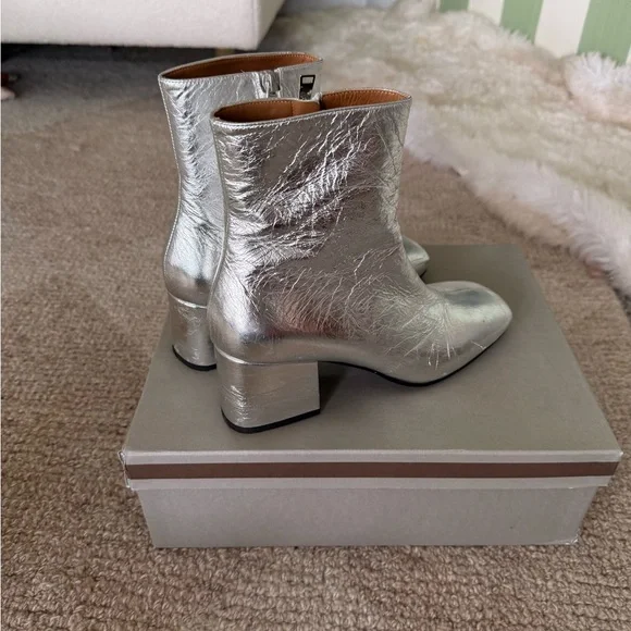 Marni Silver Leather Ankle Boots Mod style size 10  / 40 European - Picture 9 of 16